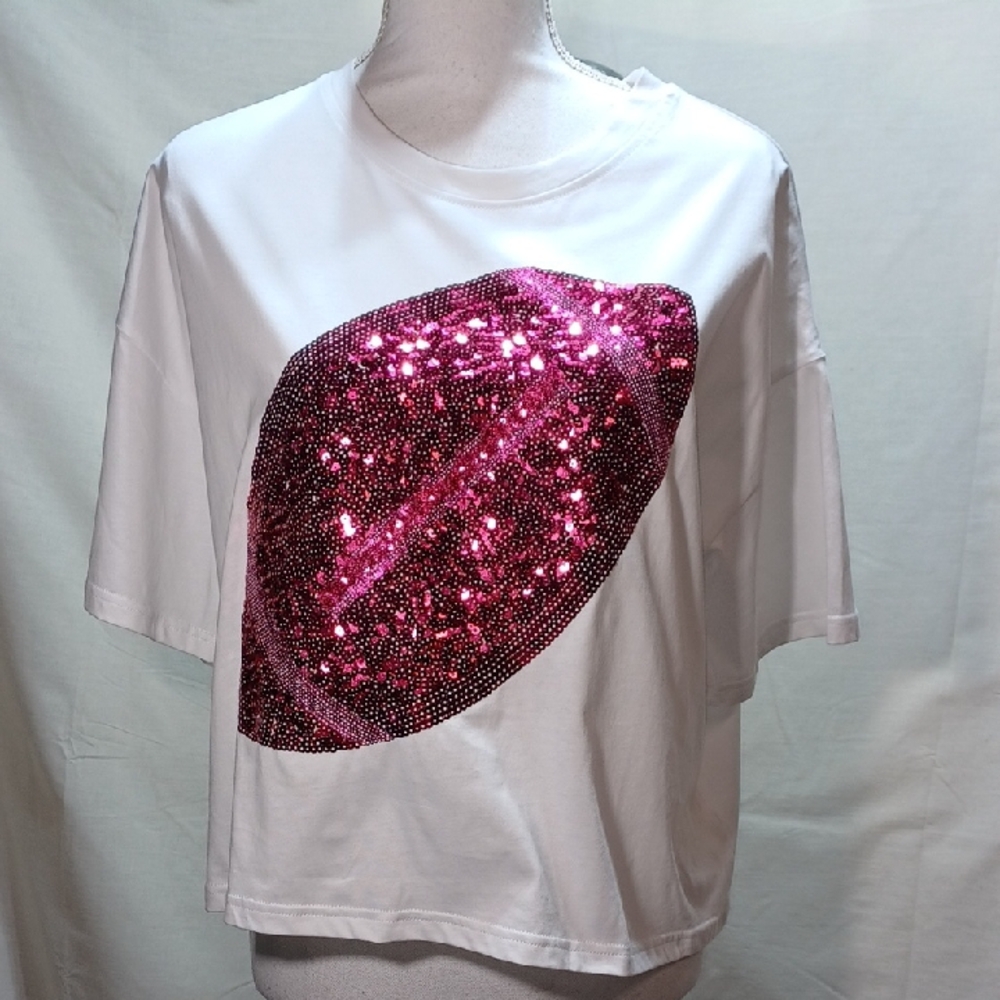 Live Love Gameday Pink Football T Shirt Cropped Large
